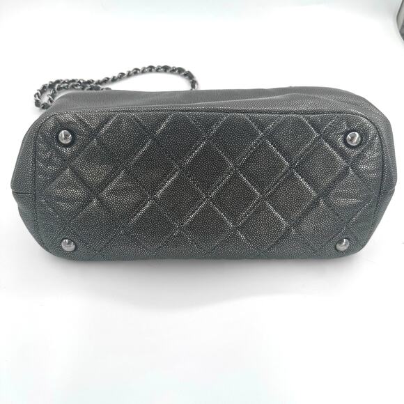 Chanel Metallic Silver Gray Grey Quilted Caviar Timeless Tote SHW Series 14 - Picture 7 of 16